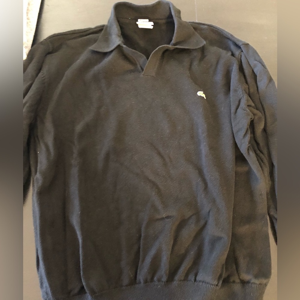 Lacoste 🐊 Black Collared Sweater size 6 GUC